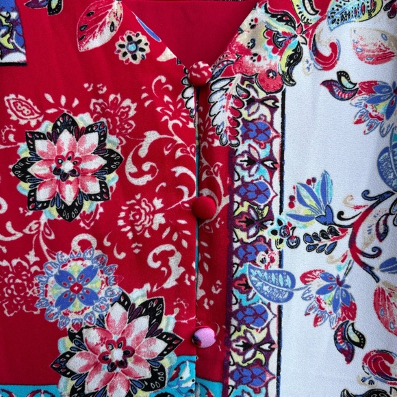 Chicos Patchwork Peplum Flutter-Sleeve Tosize 2P - Picture 5 of 9